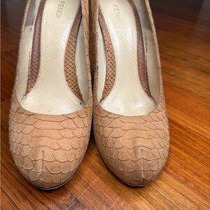 Fendi Brown Textured Heels